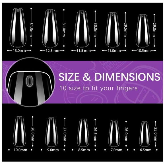 2 Boxes Long Fake Nails Clear Acrylic Coffin Shaped Ballerina Nails Tips 500pcs - Picture 7 of 8